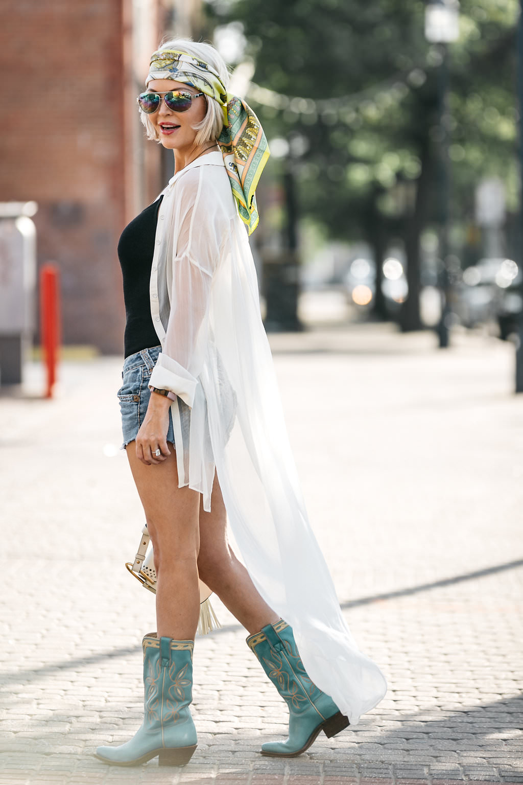 summer style with a flowing white top