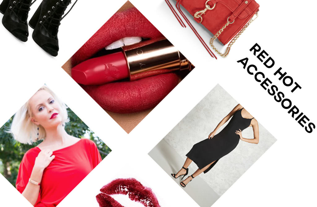 red accessories to pair with a little black dress