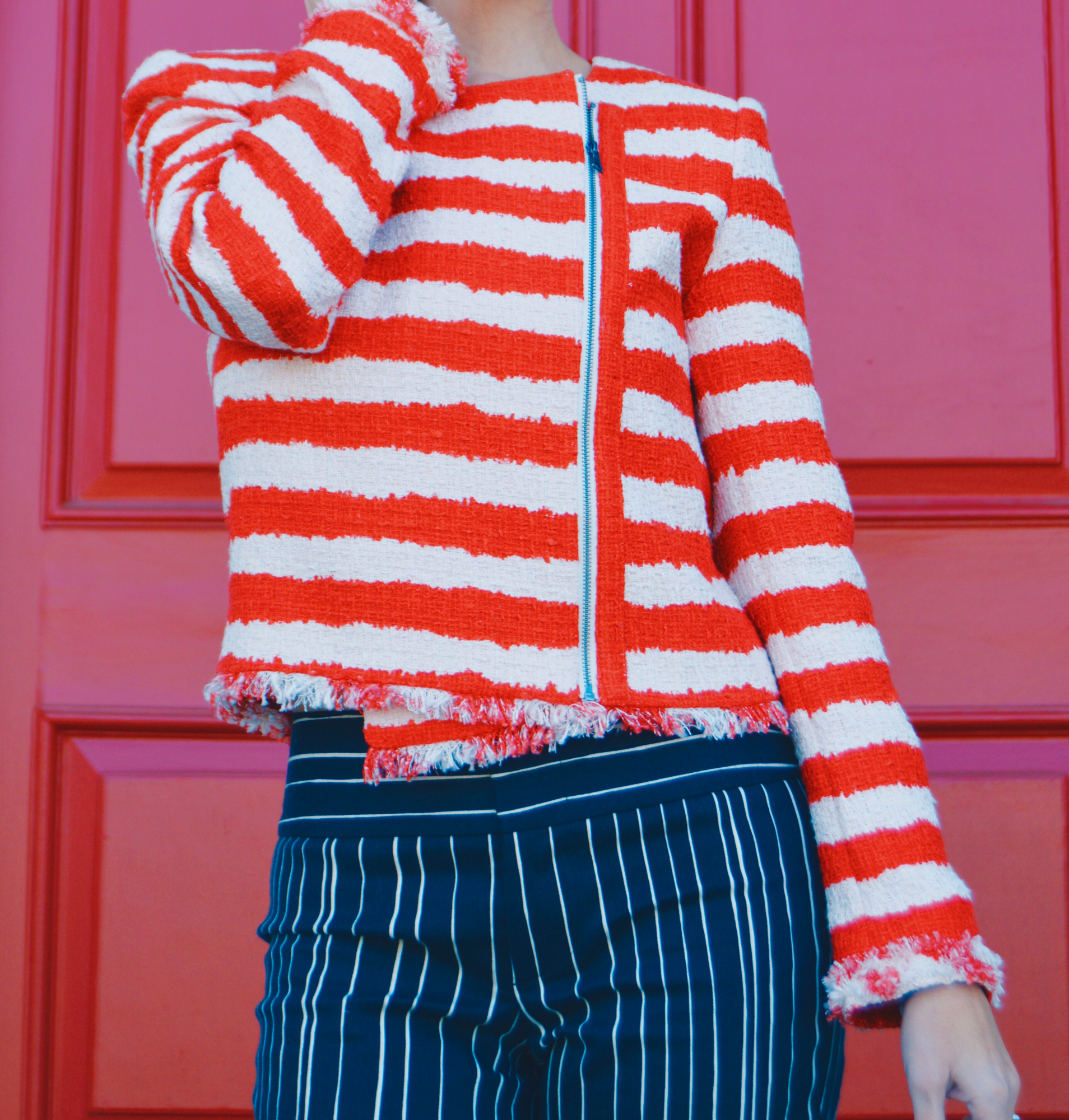 red and white striped americana top