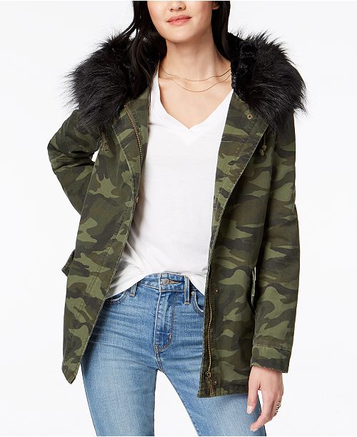 this camo jacket has a warm hood and is less than $100