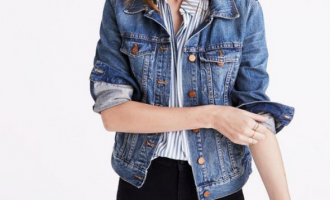 spring outfit with denim jacket