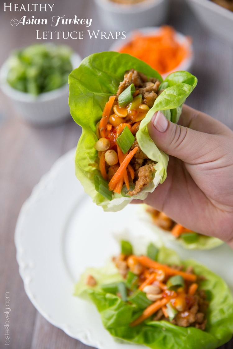 healthy Asian turkey lettuce wraps