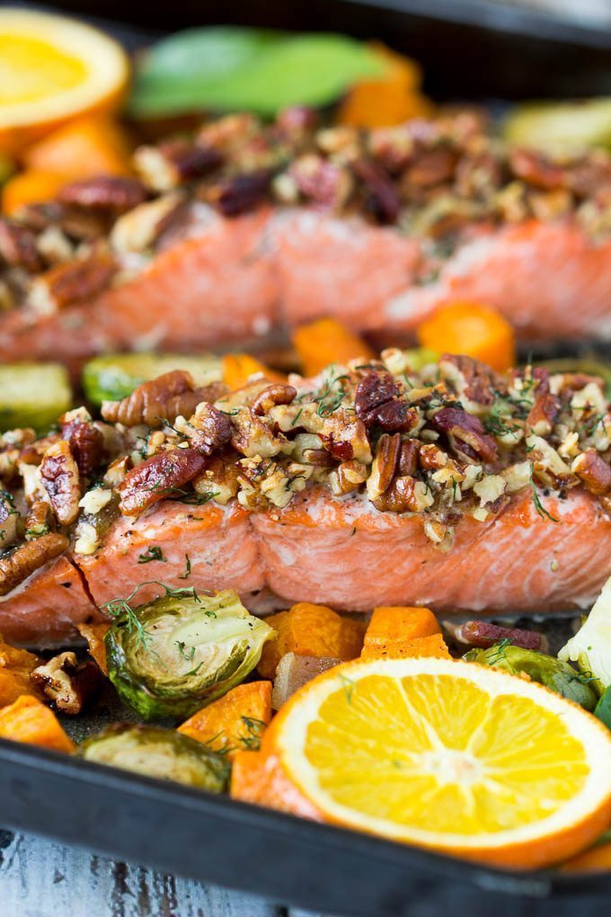 pecan-crusted oven baked salmon