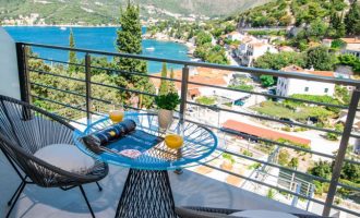 beautiful rooftop balcony with breakfast overlooking Croatia