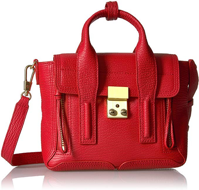 designer red purse with gold accents