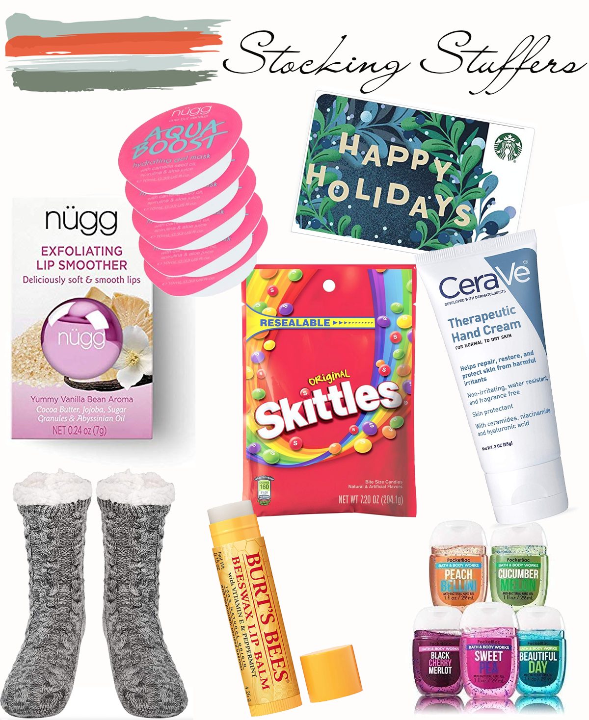 stocking stuffers, like CeraVe and lip smoother