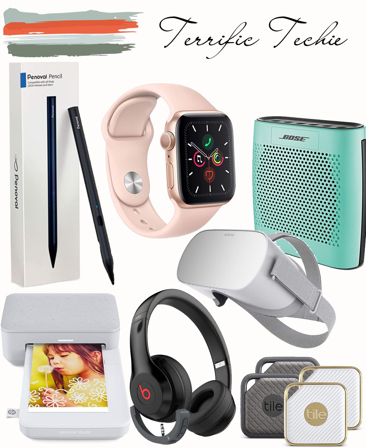 gifts for the techie, like Bose speakers and Tile