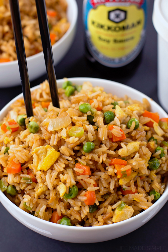 fried rice with eggs and mixed veggies