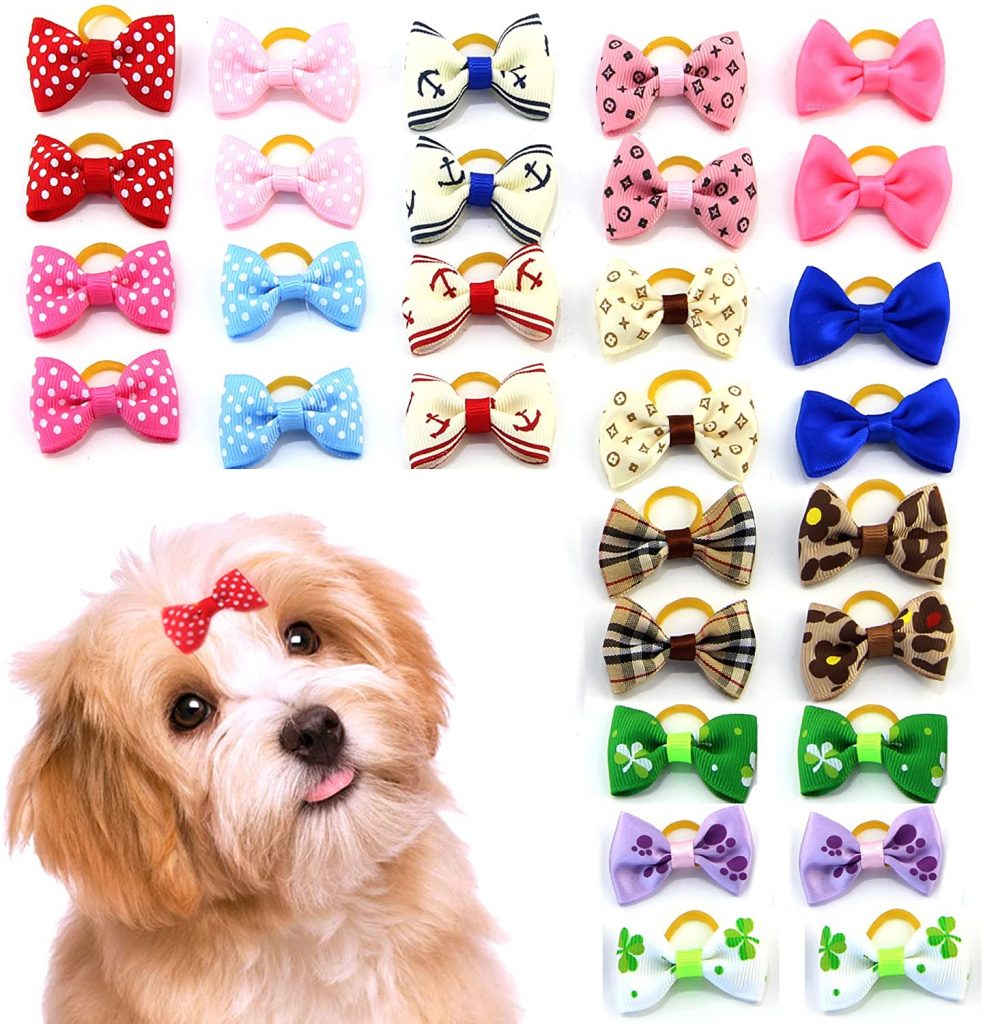 set of patterned dog bows